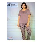 Alperi 78110 Büyük Beden Yazlık Kısa Kol Kadın Pijama Takımı Mor-Vizon