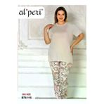 Alperi 78116 Büyük Beden Yazlık Kısa Kol Kadın Pijama Takımı Vizon
