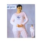 Alperi Büyük Beden Yazlık Uzun Kol Pijama Takımı Somon 5XL