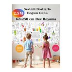 AlpiLeo Sevimli Dostlar Doğum Günü Özel 2.5 Metre Dev Boyama Kağıdı | Eğlenceli Çocuk Aktivitesi