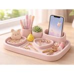 Alpin Minimal Masaüstü Organizer Tepsi 15 x 10 x 4 cm | Pla Malzeme Takı ve Aksesuar Düzenleyici - Pembe