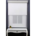 Alpinaz Çift Mekanizmalı Çizgili Tül & Mat Beyaz Stor Perde % 80 Işıgı Kesme Özelliği - 90 x 200 cm