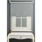 Alpinaz Çiftli Sistem Modern Renkli Çizgi Tül & Mat Gri Stor %90 Işıgı Keser - Gri - Beyaz - 130 x 200 cm