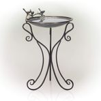 Alpine Corporation ORS684 Alp Vintage Metal Kuş Banyosu, 55,88 cm U x 60,94 cm G x 88,9 cm Y, Gümüş
