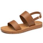 Alpine Swiss Beth Bronz İki Kayış Rahat Düz Kadın Sandalet