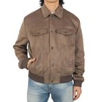 Alpine Swiss Blake Erkek Vegan Süet Bomber Ceket Hafif Dar Kesim Günlük Softshell Mont, Toprak taşı, L