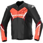 Alpinestars Faster V3 Air Korumalı Deri Motosiklet Montu Siyah Kırmızı - 52 - Siyah - Kırmızı