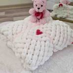 Alpjoy Puffy Kalpli Bebek Battaniyesi 100X100CM - Beyaz - Pembe