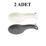 alpmodel Tezgah Üstü Kirli Kaşıklık & Kepçe Altlığı Kaşıklık Altlığı 23 Cm 2 Adet Krem Antrasit