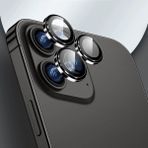 Alponso iPhone 15 Pro Max ve iPhone 15 Pro Safir Kamera Lens Koruyucu Uygulama Aparatlı - Gece Siyahı