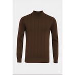 Alpotekno Erkek Kahverengi Yarım Balıkçı Yaka Triko Kazak – Slim Fit, Yumuşak Dokulu, Kışlık Rahat Kazak - 2XL