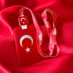 Als Accessories Kırmızı Renk Beyaz Ay Yıldızlı Yaka Kartı, Isimlik 10 Kasım, 29 Ekim, 23 Nisan Için