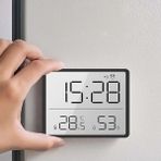 Alsam Kapsam Mıknatıslı LCD Dijital Ekran 9x7 cm Pilli Mini Saat Alarm Saat Nem Göstergesi Sıcaklık Ölçer - Siyah