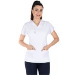 Alsancak Üniforma Beyaz/lacivert Likralı Ince Kumaş Scrubs Doktor Hemşire Forması Yarasa Kol Cerrahi Takım