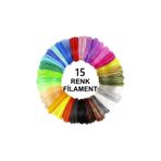 Alseka 3D Kalem Filament – 60 Metre | 15 Renk (Her Biri 4 Metre) – PLA Malzeme | Hobi ve Eğitim Uyumlu