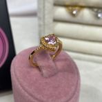 Alsem Gold Kalpli Tektaş Pembe Yüzük , Ayarlanabilir Zirkon Taşlı Sevgili Yüzüğü , Pandor,a Model Gümüşyüzük - Orta - Gold - Beyaz