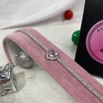 Alsem Gümüş Kalp Işlemeli Bileklik , Gümüş Kalpli Su Yolu Bileklik , Pandor,a Kalpli Bileklik - Pembe