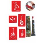 Alsepeteavm Müzik Gitar Desenleri Hint Kınası ile Geçici Dövme Seti
