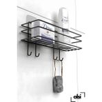 Alsı Home Yapışkanlı 4 Kancalı Banyo Rafı Mat Siyah Banyo Şampuanlık Duşakabin Duş Askısı