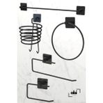 Alsı Home Yapışkanlı 5 Li Siyah Uzun Havlu Askısı Fön Askısı Wc Kağıtlık Rulo Havluluk Askı Banyo Seti