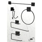 Alsı Home Yapışkanlı 5 Li Siyah Uzun Havlu Askısı Wc Kağıtlık Rulo Havluluk Askı Banyo Seti