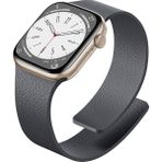 Alstrap Apple Watch 11-10 42MM 9 8 7 41MM Se 6 5 4 40 2 3 38MM Uyumlu Manyetik Silikon Deri Dokulu Kordon - Gri