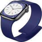 Alstrap Apple Watch 11-10 42MM 9 8 7 41MM Se 6 5 4 40 2 3 38MM Uyumlu Manyetik Silikon Deri Dokulu Kordon - Lacivert