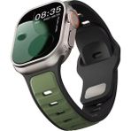 Alstrap Apple Watch 11-10 46MM 9/8/7 (45MM) 6/se/5/4 (44MM) 3 ve Öncesi (42MM) Spor Silikon Kordon Kayış - Yeşil - Siyah - 10 46mm 9/8/7 (45mm) 6/SE/5/4 (44mm) 3 ve öncesi (42mm)