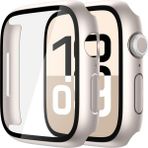 Alstrap Apple Watch 11-10 Uyumlu 46MM Kasa + Ekran Koruyucu Tam Kapsama Darbe Emici Kılıf - Starlight - Watch 11 10 (46mm)