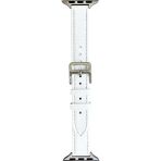 Alstrap Apple Watch 11-10(42MM) 9-8-7(41MM) 6 5 4 SE(40MM) 3 2 (38MM) Uyumlu Slim Ince Pu Deri Kordon Kayış - Beyaz