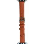 Alstrap Apple Watch 11-10(42MM) 9-8-7(41MM) 6 5 4 SE(40MM) 3 2 (38MM) Uyumlu Slim Ince Pu Deri Kordon Kayış - Taba