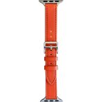 Alstrap Apple Watch 11-10(42MM) 9-8-7(41MM) 6 5 4 SE(40MM) 3 2 (38MM) Uyumlu Slim Ince Pu Deri Kordon Kayış - Turuncu
