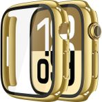Alstrap Apple Watch 4 5 6 Se Uyumlu 44MM Kasa + Ekran Koruyucu Tam Kapsama Darbe Emici Kılıf - Gold - 4 5 6 SE (44MM)