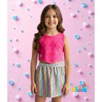 Alt Üst Ikili Yazlık Kız Çocuk Takım Crop Devore Üst Leopar Desen Baskılı Parlak Etek - Pembe - Leopar - 9 – 10 Yaş