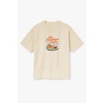 Altair Tr Bej Renk Oversize Brooklyn Dinner Kahvaltı Tabağı Baskılı Unisex Tişört T-Shirt