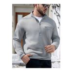 Altamira Erkek Duman Gri Göğüs Fermuarlı Oversize Polo Yaka Sweatshirt