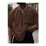 Altamira Erkek Kahverengi Brooklyn Kabartma Baskılı Oversize T-Shirt