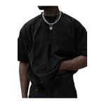 Altamira Erkek Siyah Brooklyn Kabartma Baskılı Oversize T-Shirt
