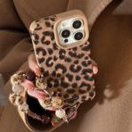 Altartar Cep telefonu zinciri cep telefonu kılıfı iPhone 11 Pro için bileklik, ip koruyucu kılıf leopar desenli cep telefonu bandı ile asmak için silikon kapak leopar desenli estetik kılıf, Braun02