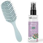 Altéax Blissy Bloom Saç Açıcı Fırça Düğüm Önleyici Kıl + Açıcı Saç Açıcı Sprey 100 ml - Saç Düzleştirici Fırça Saçları Açmak İçin Harika (Deniz Yeşili)