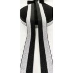 ALTAY AKSESUAR 4 Cm Çift Taraflı Siyah Gümüş Simli Lastik Şerit- 1 Metre