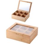 Altes Grup Bambu 6 Bölmeli Çay Kutusu -%100 Orjinal Bambu Mıknatıslı Kapak 21X16,5 X7CM