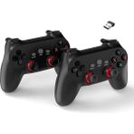 Altes Grup Çift Josystick 2.4g Kablosuz Oyun Kolu Pc Uyumlu Pilli Joystick Wireless Gamepad USB Dongle Bağlantı Kaymaz Tasarım 0019 Siyah (0019 - Çiftli Siyah)