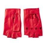 Altezzoso Voyage Fingerless Kadın Deri Sürücü Eldiveni (Kırmızı) (S)
