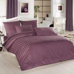 Altın Başak Lila Çizgili Saten Çift Kişilik 200x220 cm Nevresim Takımı