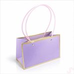 Altın Çerçeveli Karton Hediye Çantası 22×14×11 cm – Lila