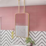 Altın Duvar Makyaj Aynası - Dikdörtgen Dekoratif Asma Aynası, Metal Çerçeveli Tavana Monte Bom, Banyo Yatak Odası Vestiyer Şifonyerleri için (50 cm x 60 cm)