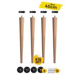 Altın İş Ahşap Entegre 5x5x45 Cm Ahşap Konik Ayak Çocuk Çalışma Masası Ayağı, Sehpa, Sert Plastik Aparatlı 4lü
