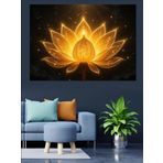 Altın Işıklı Lotus Dekoratif Kanvas - Mdf Ahşap Tablo
