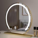 Altın Işıklı Makyaj Aynası 60x60cm Serbest Daimi Tuvalet Masası Aynası 3 Renk Sıcaklığı ile Evde Kullanım için Mükemmel Tıraş ve Makyaj Aynası.